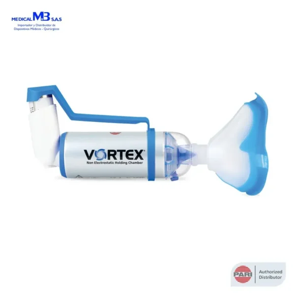 Inhalocámara PARI Vortex con Mascarilla Azul Niño Adulto + Manija - Medical M&B